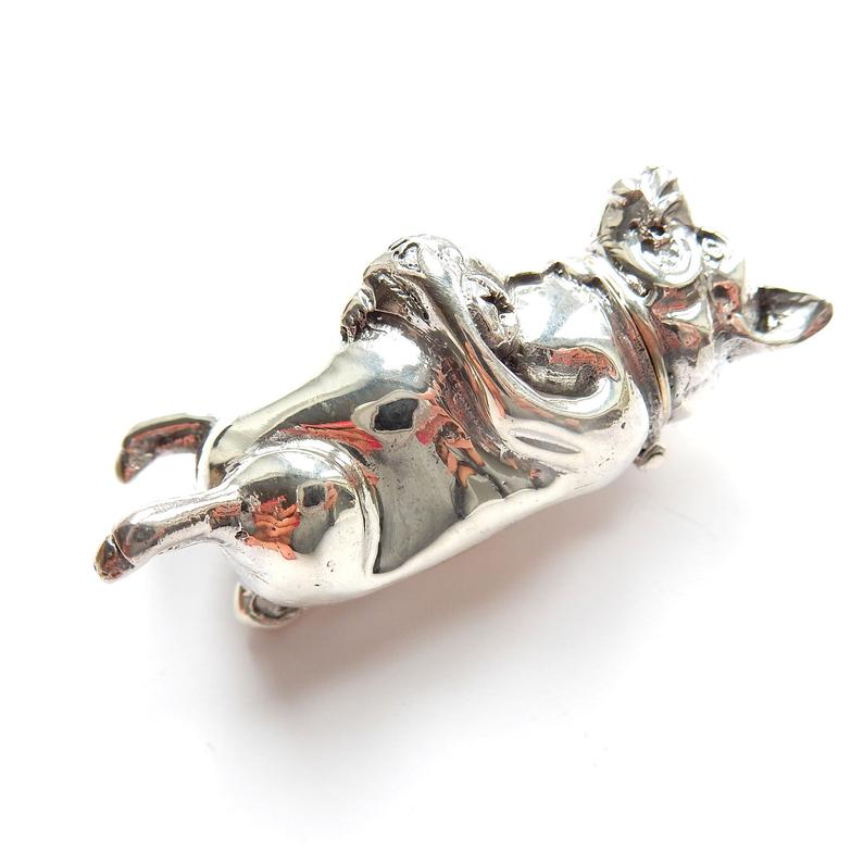 Sterling Silver Pig Piggy Bank Vesta Match Safe Snuff Box
