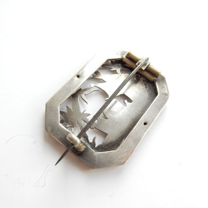 Antique Silver Aesthetic Period Sailing Boat Brooch