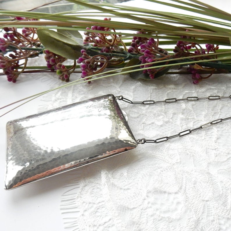 Antique Sterling Silver Compact Chatelaine Purse Sovereign Coin Holder