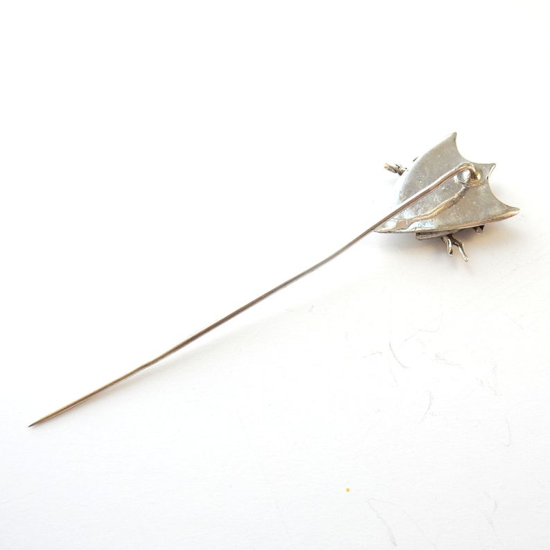 Vintage Sterling Silver Lucky Horse Shoe Hat Pin Stick Pin