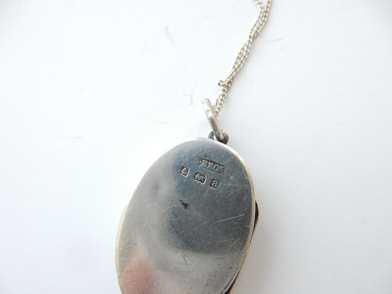 Antique Victorian Sterling Silver Locket Necklace Horseshoe Equestrian Necklace