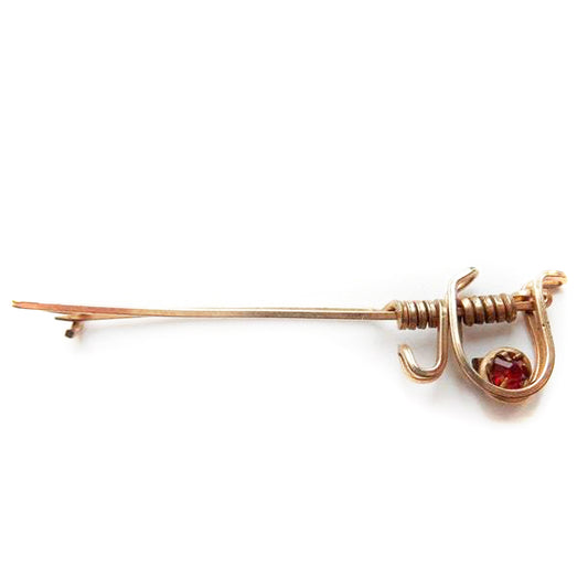 Antique Rolled Gold Jabot Pin Sword Brooch