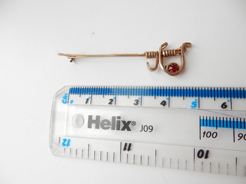 Antique Rolled Gold Jabot Pin Sword Brooch
