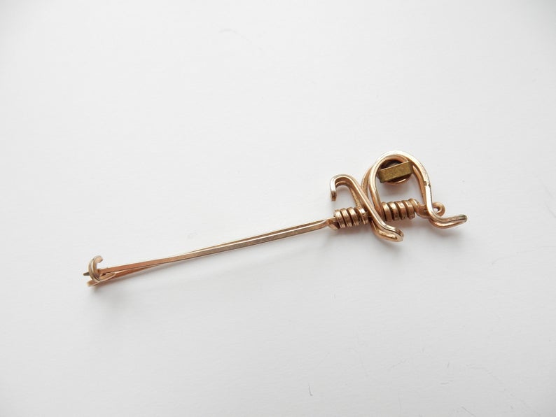 Antique Rolled Gold Jabot Pin Sword Brooch