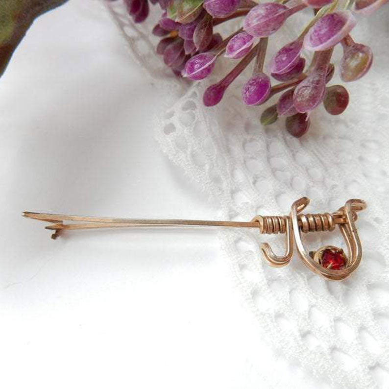 Antique Rolled Gold Jabot Pin Sword Brooch