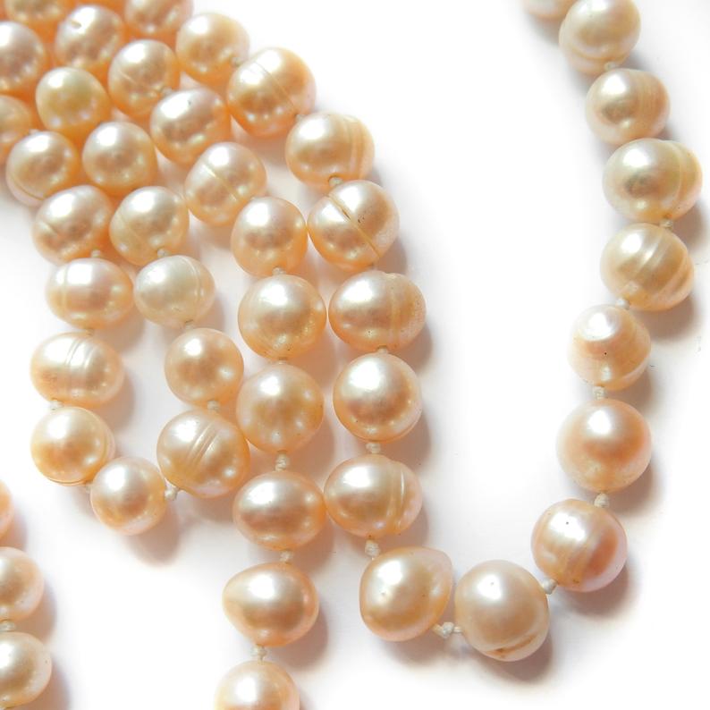 Hand Knotted Freshwater Pearl Long Bead Necklace