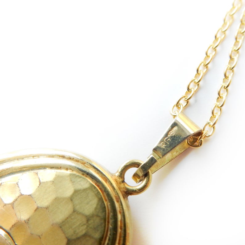 Vintage Rolled Gold Hammerware Locket Necklace