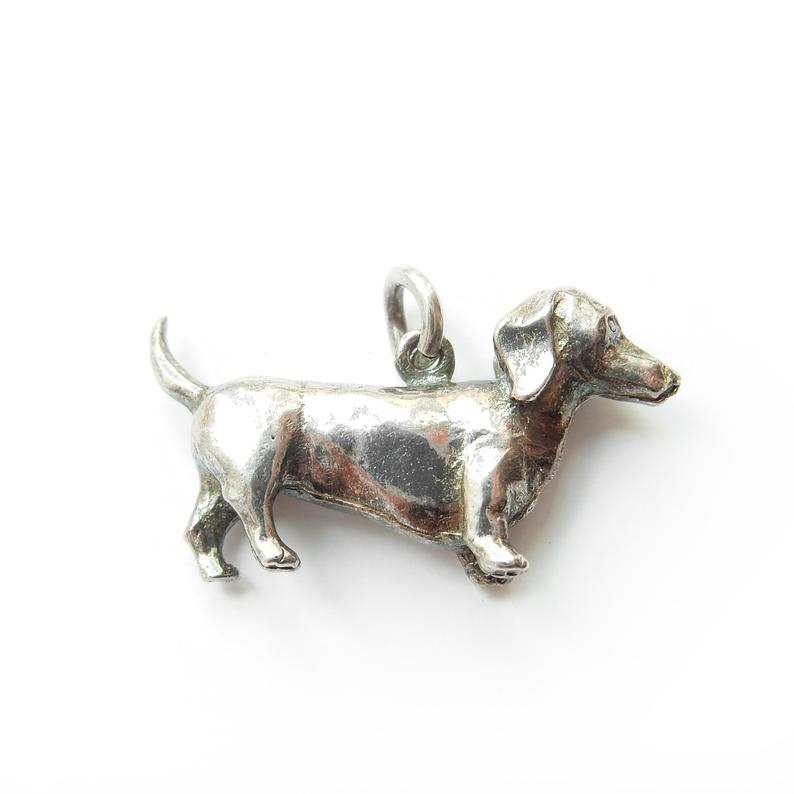 Vintage Sterling Silver Dachshund Dog Charm Pendant
