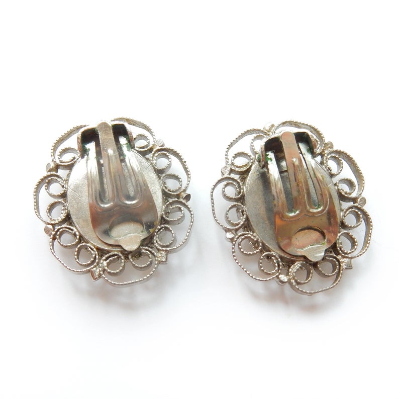 Vintage Italian Micro Mosaic Clip Back Earrings