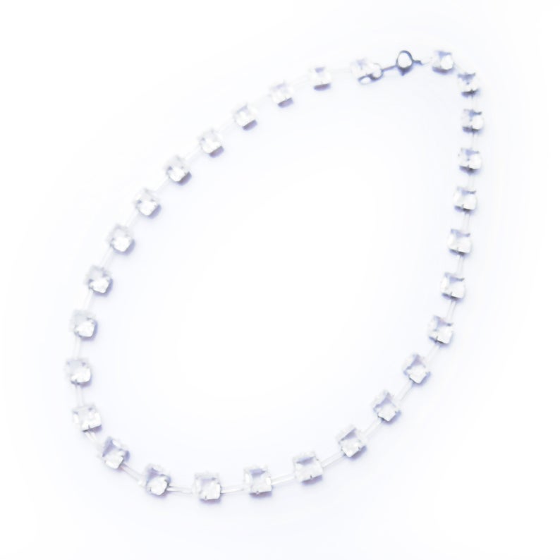 Art Deco Sterling Silver Riviere Diamond Paste Choker Necklace