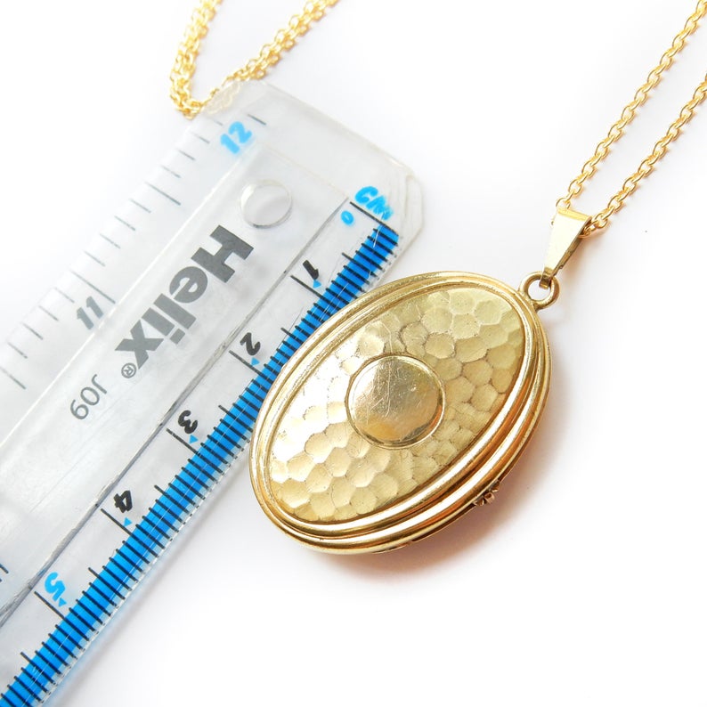 Vintage Rolled Gold Hammerware Locket Necklace