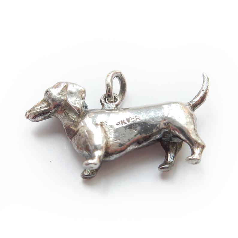 Vintage Sterling Silver Dachshund Dog Charm Pendant