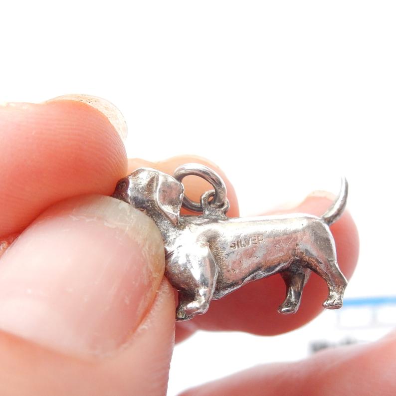 Vintage Sterling Silver Dachshund Dog Charm Pendant