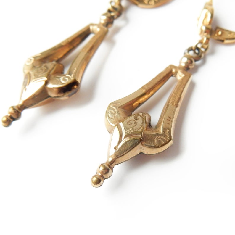 Antique Rolled Gold Drop Earrings