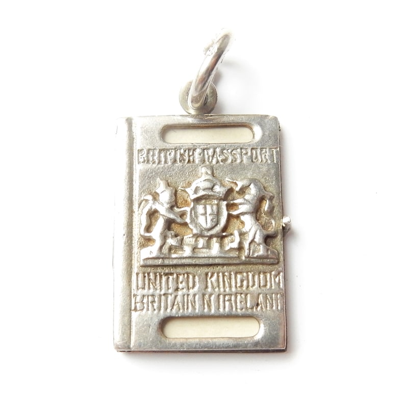 Vintage Sterling Silver British Passport & Papers Locket Charm