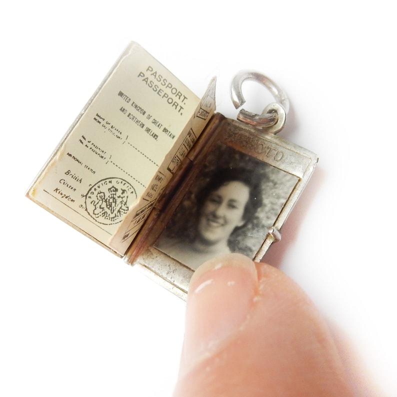 Vintage Sterling Silver British Passport & Papers Locket Charm