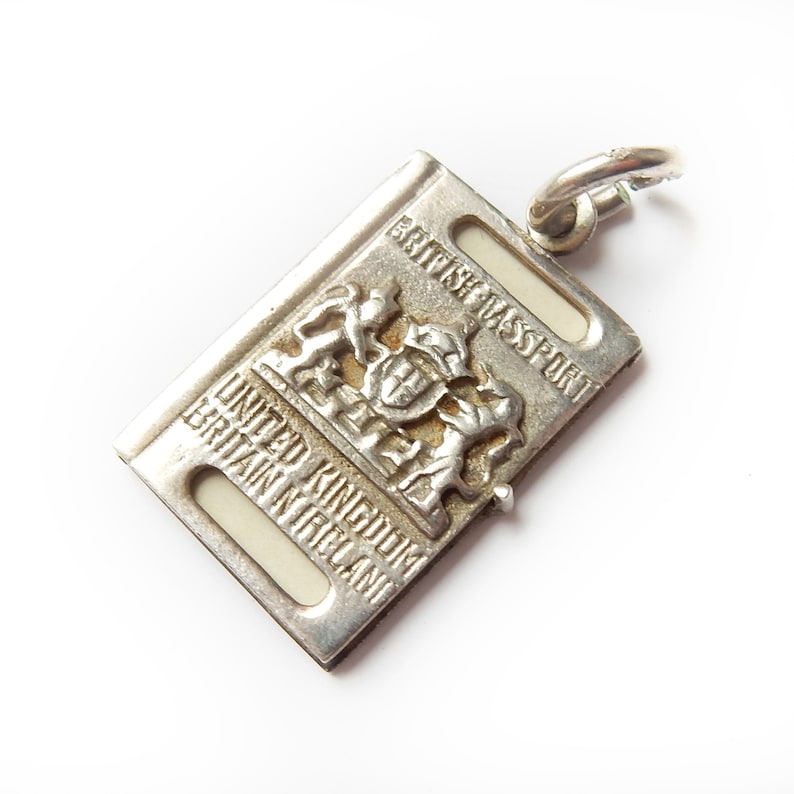 Vintage Sterling Silver British Passport & Papers Locket Charm
