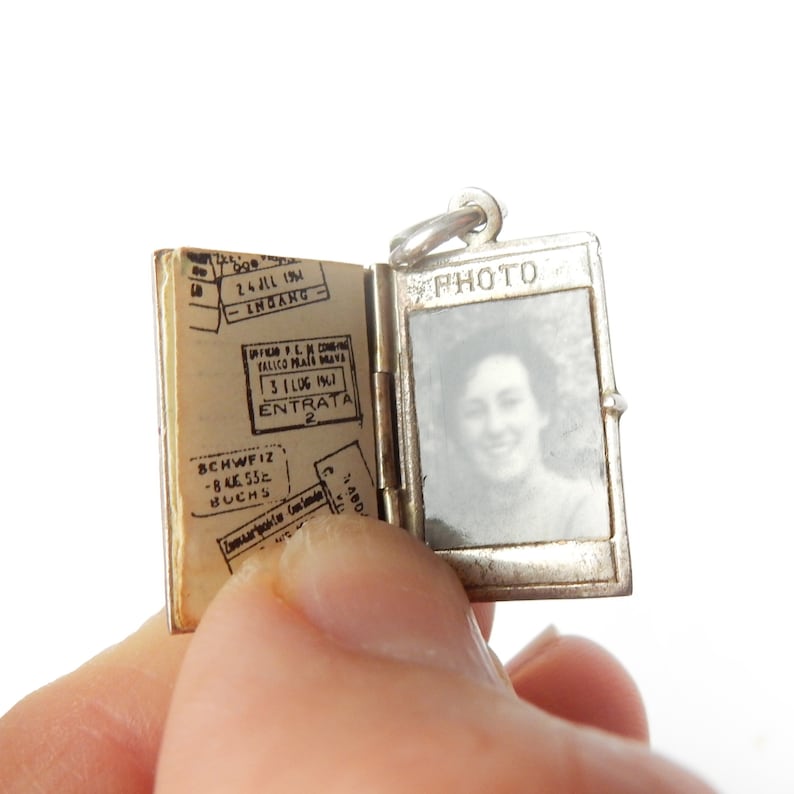 Vintage Sterling Silver British Passport & Papers Locket Charm