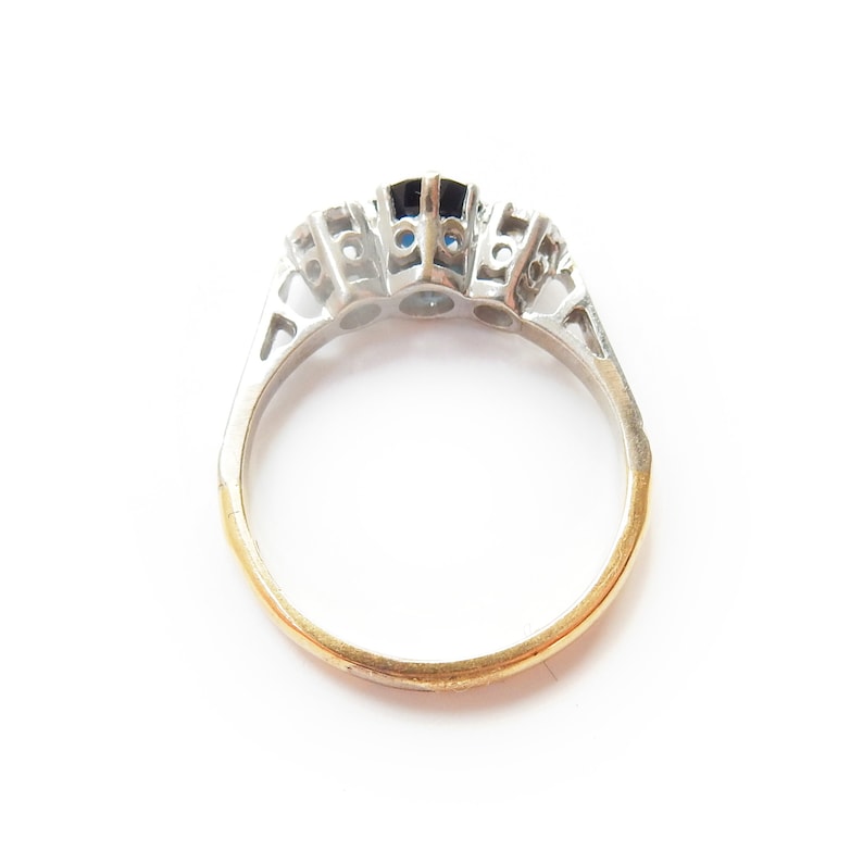 Vintage 18ct Gold Platinum Sapphire & Diamond Ring US Size 5 UK L