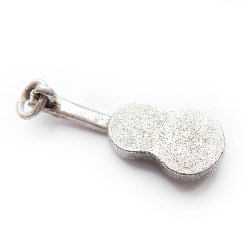 Vintage Sterling Silver Guitar Charm Pendant