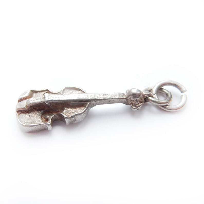 Vintage Sterling Silver Guitar Charm Pendant