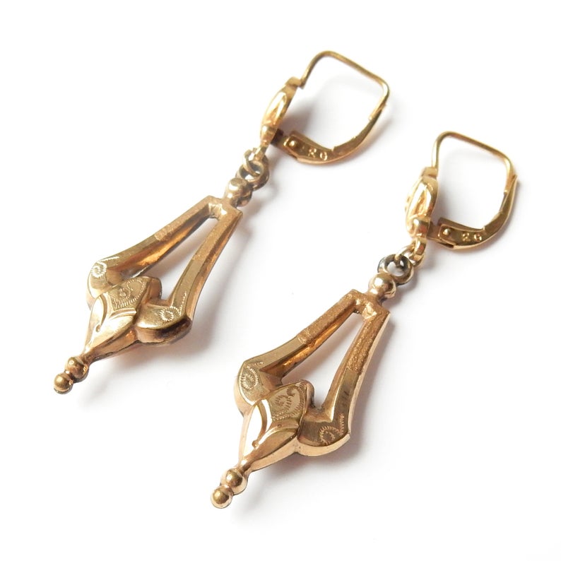 Antique Rolled Gold Drop Earrings