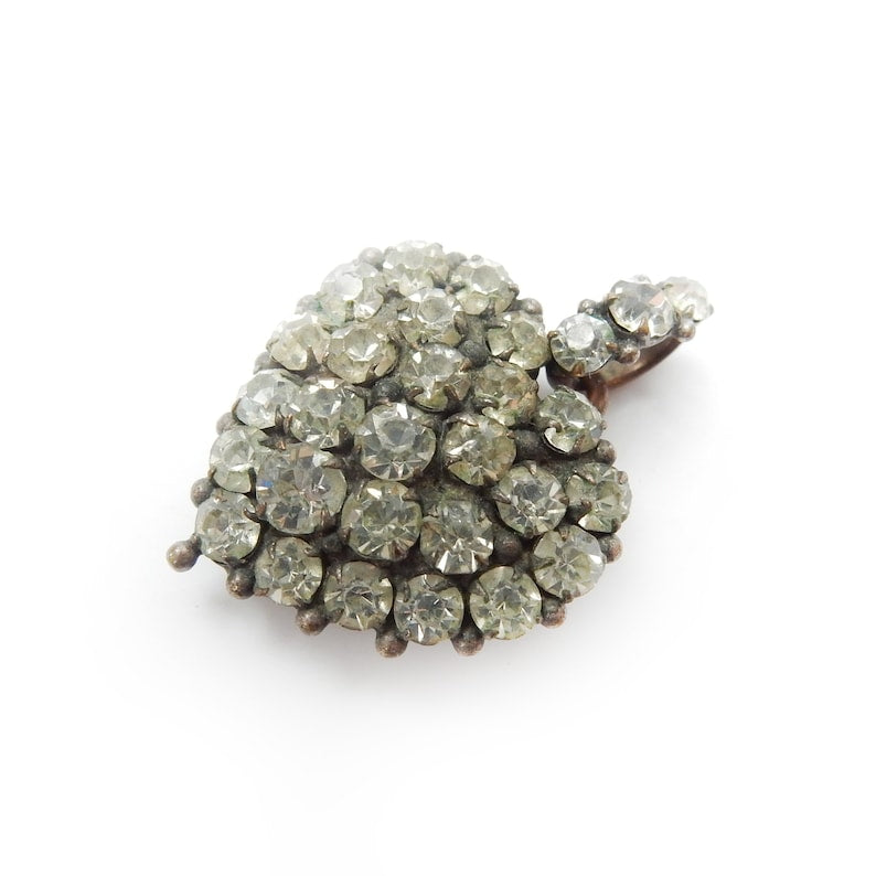 Edwardian Rolled Gold Diamond Paste Puffy Heart Charm