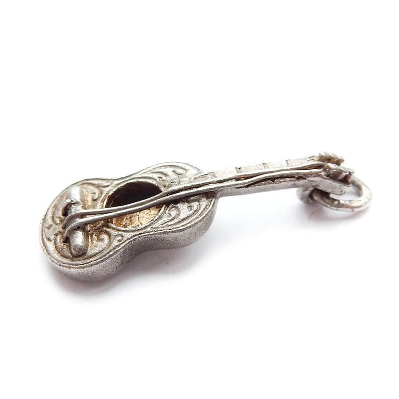 Vintage Sterling Silver Guitar Charm Pendant