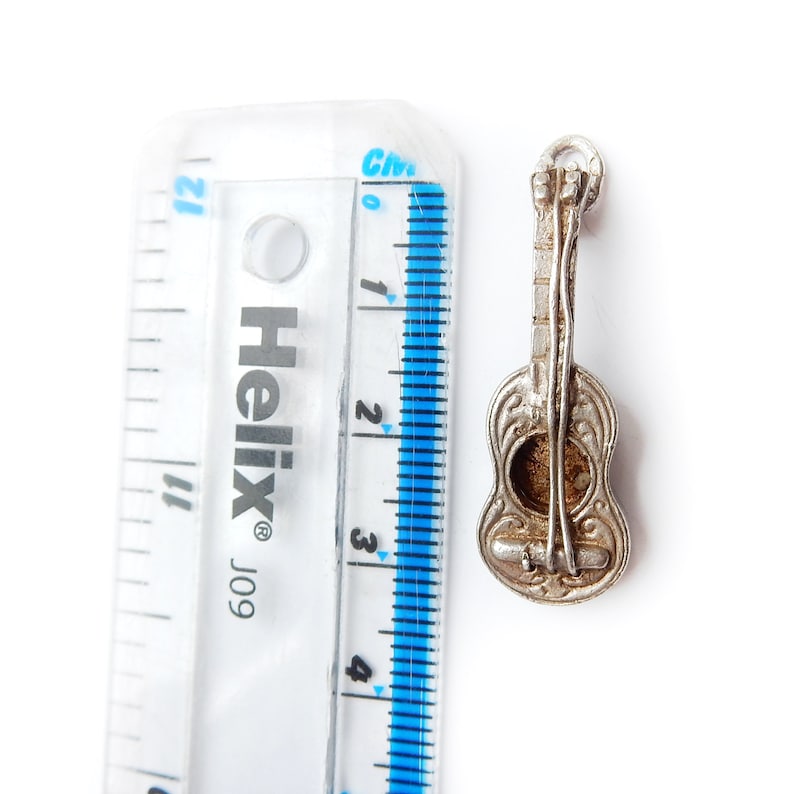 Vintage Sterling Silver Guitar Charm Pendant