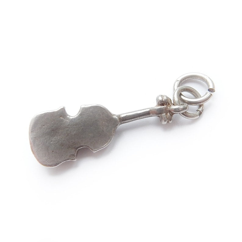 Vintage Sterling Silver Guitar Charm Pendant