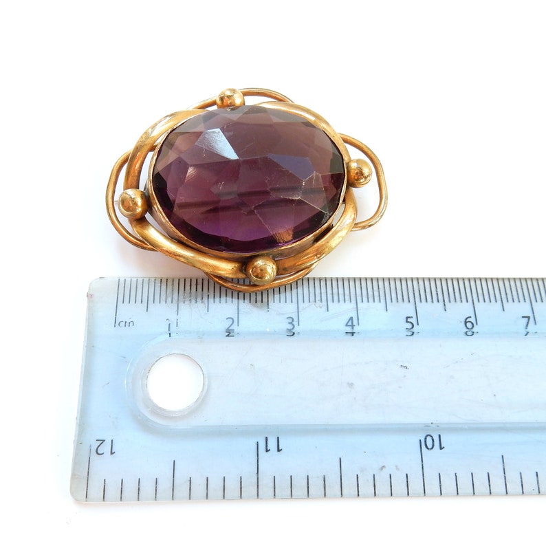 Antique Pinchbeck Amethsyt Glass Brooch