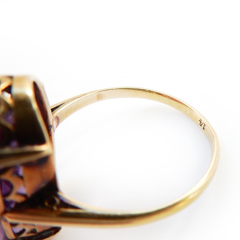 Edwardian 14ct Gold Amethyst Ring US Size 6 1/4 February Birthstone