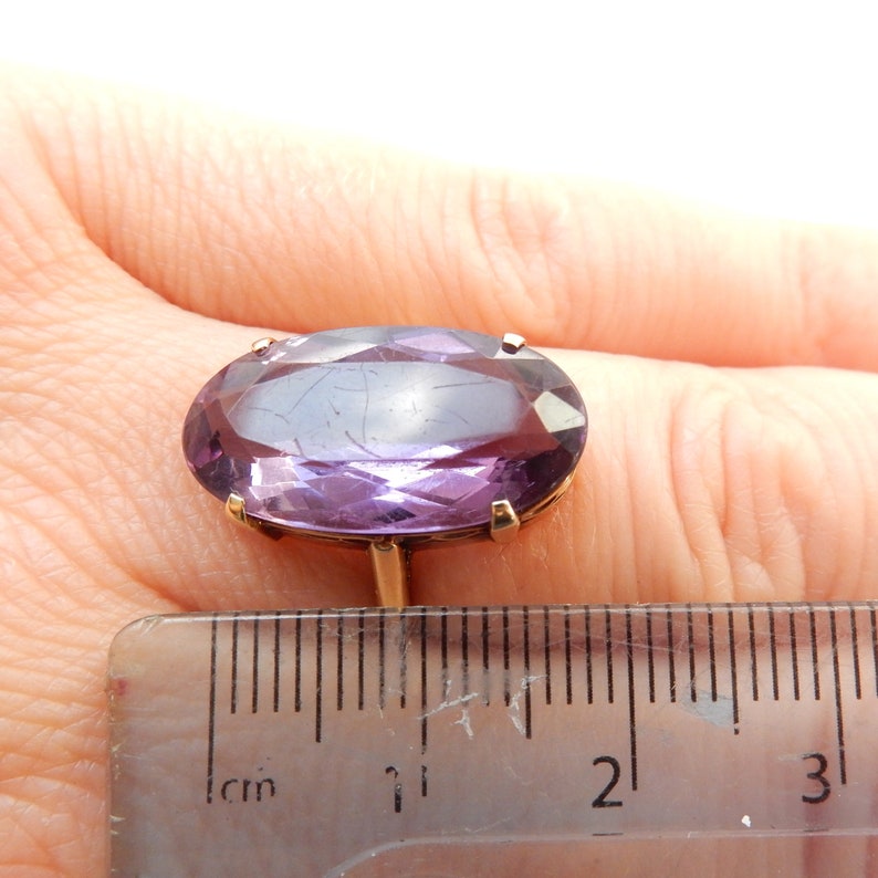 Edwardian 14ct Gold Amethyst Ring US Size 6 1/4 February Birthstone