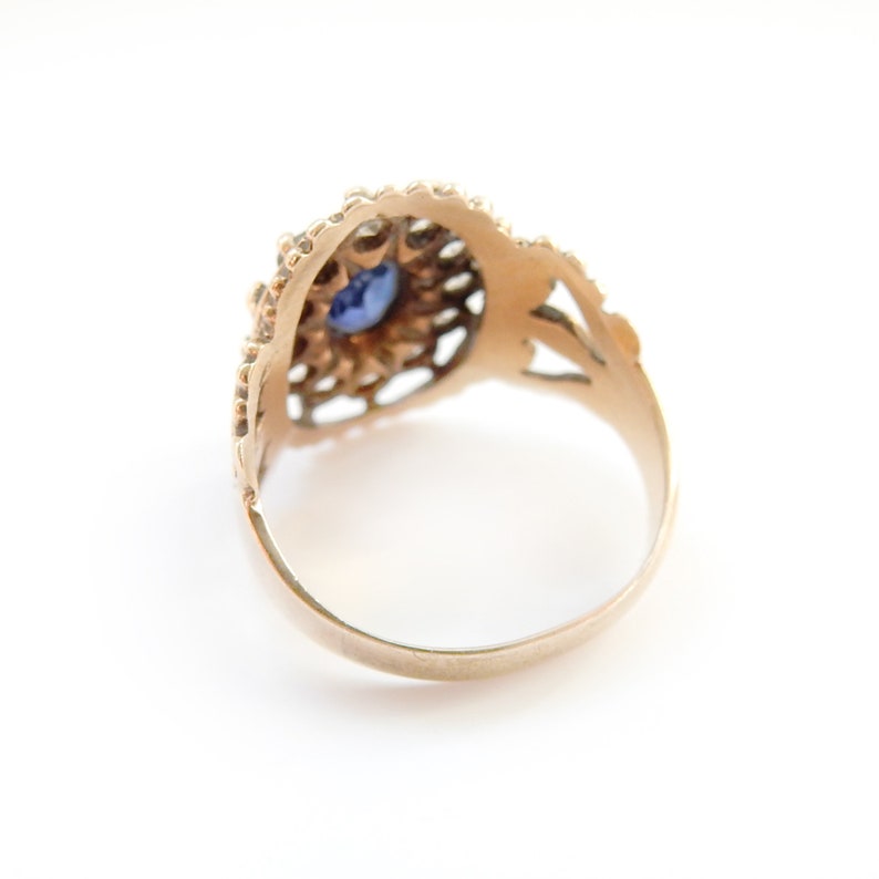 Victorian 9ct Gold Sapphire & Diamond Paste Ring Size 4 1/4