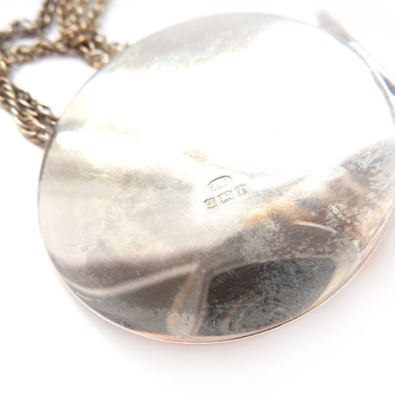 Large Vintage 1960s Sterling Silver Locket & Chain (35grams)