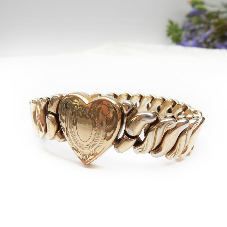 Vintage Gold Filled Expansion Sweetheart Bracelet 1940s Jewellery