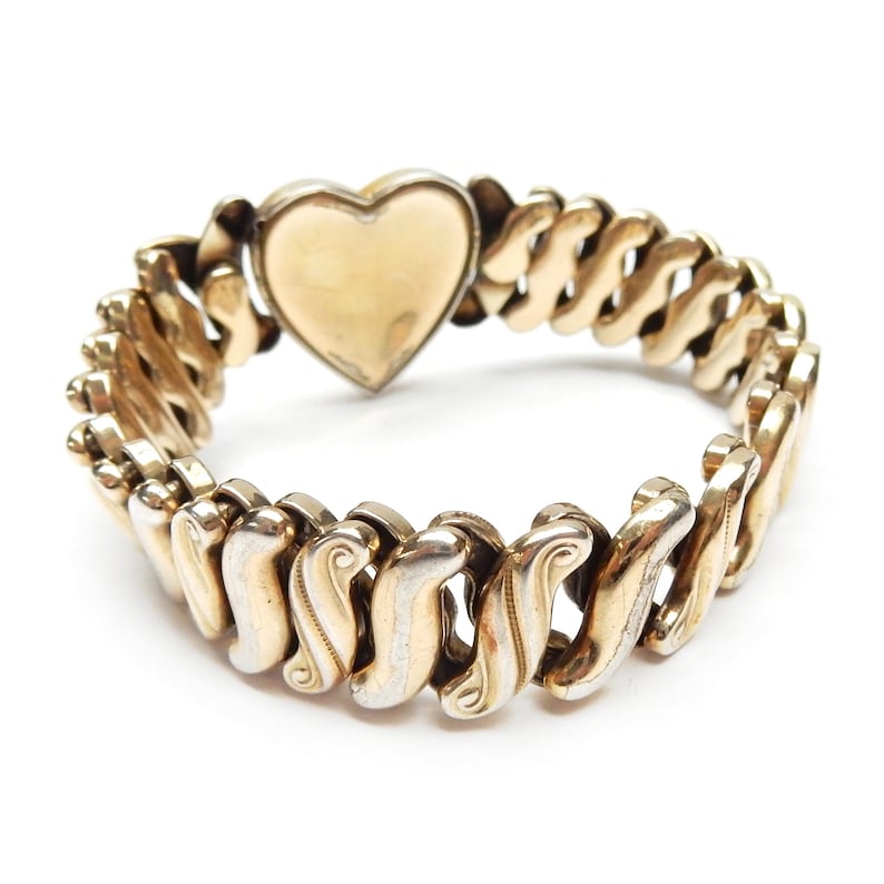 Vintage Gold Filled Expansion Sweetheart Bracelet 1940s Jewellery