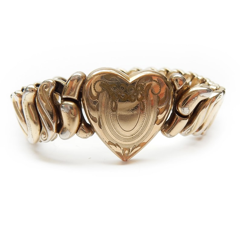 Vintage Gold Filled Expansion Sweetheart Bracelet 1940s Jewellery