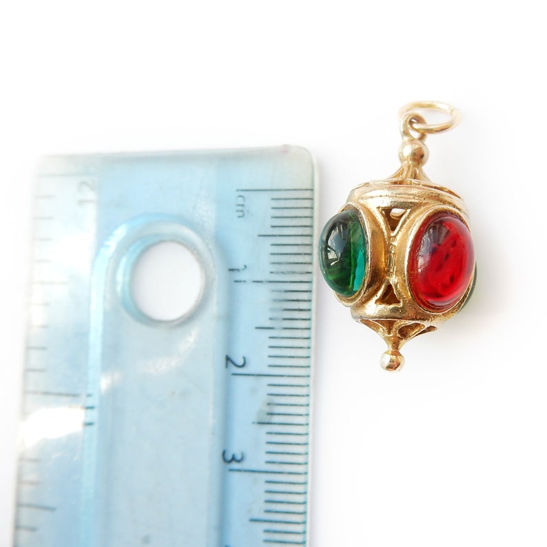 Vintage 9ct Gold Glass Cabochon Lantern Lamp Charm
