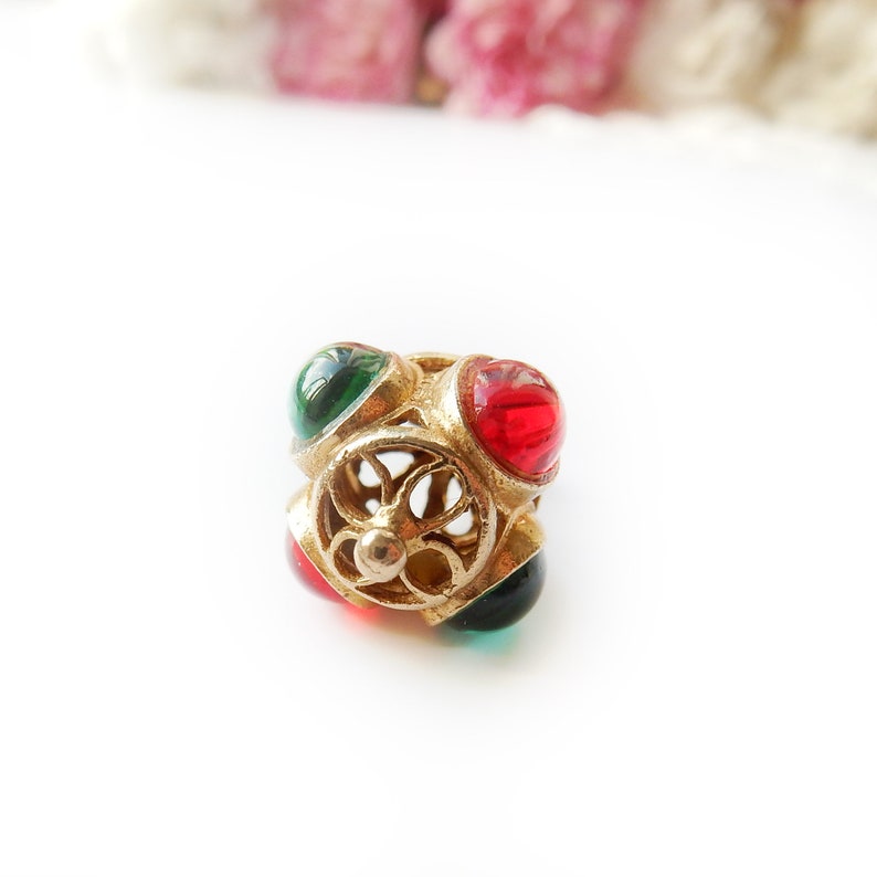 Vintage 9ct Gold Glass Cabochon Lantern Lamp Charm