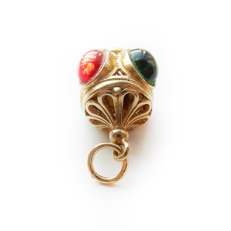 Vintage 9ct Gold Glass Cabochon Lantern Lamp Charm