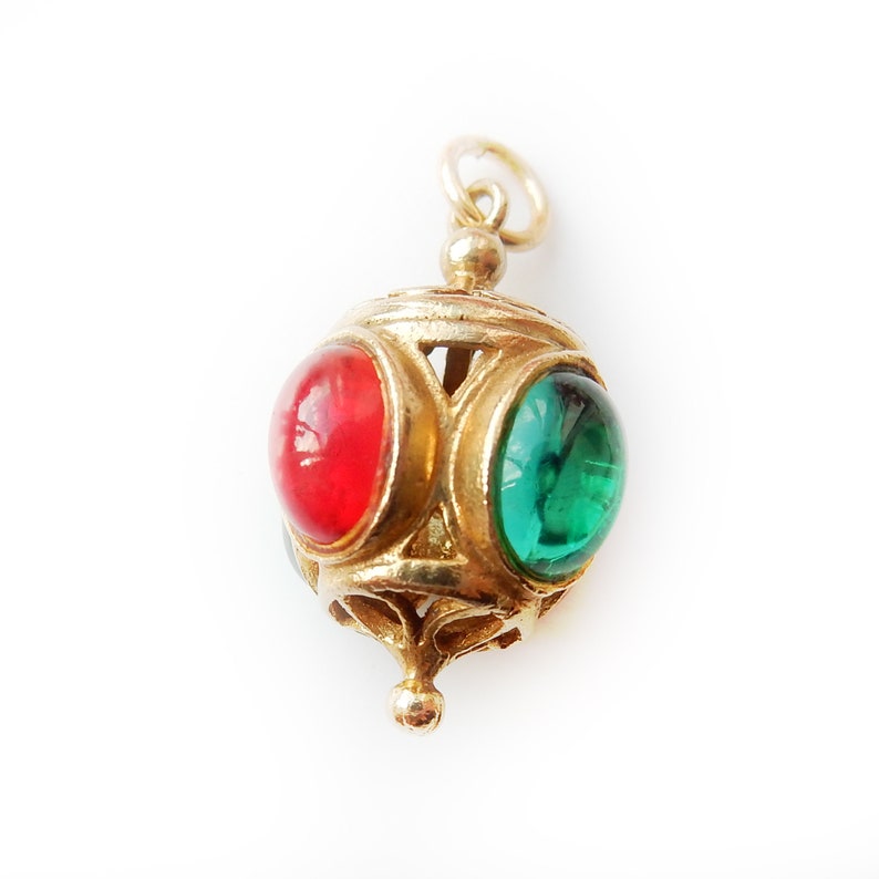 Vintage 9ct Gold Glass Cabochon Lantern Lamp Charm