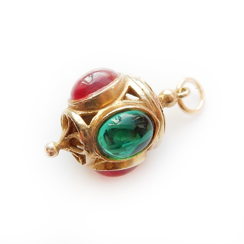 Vintage 9ct Gold Glass Cabochon Lantern Lamp Charm