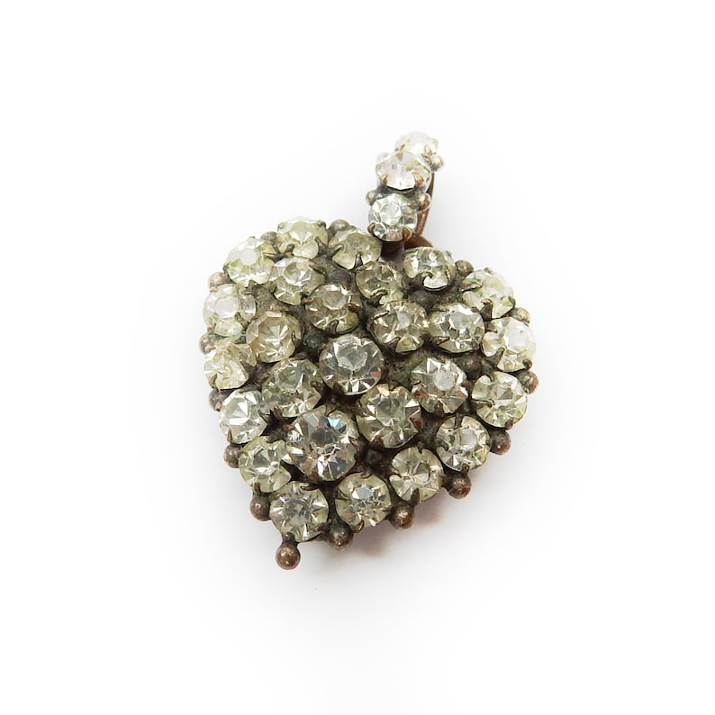 Edwardian Rolled Gold Diamond Paste Puffy Heart Charm