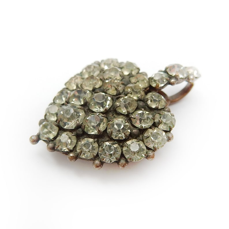 Edwardian Rolled Gold Diamond Paste Puffy Heart Charm