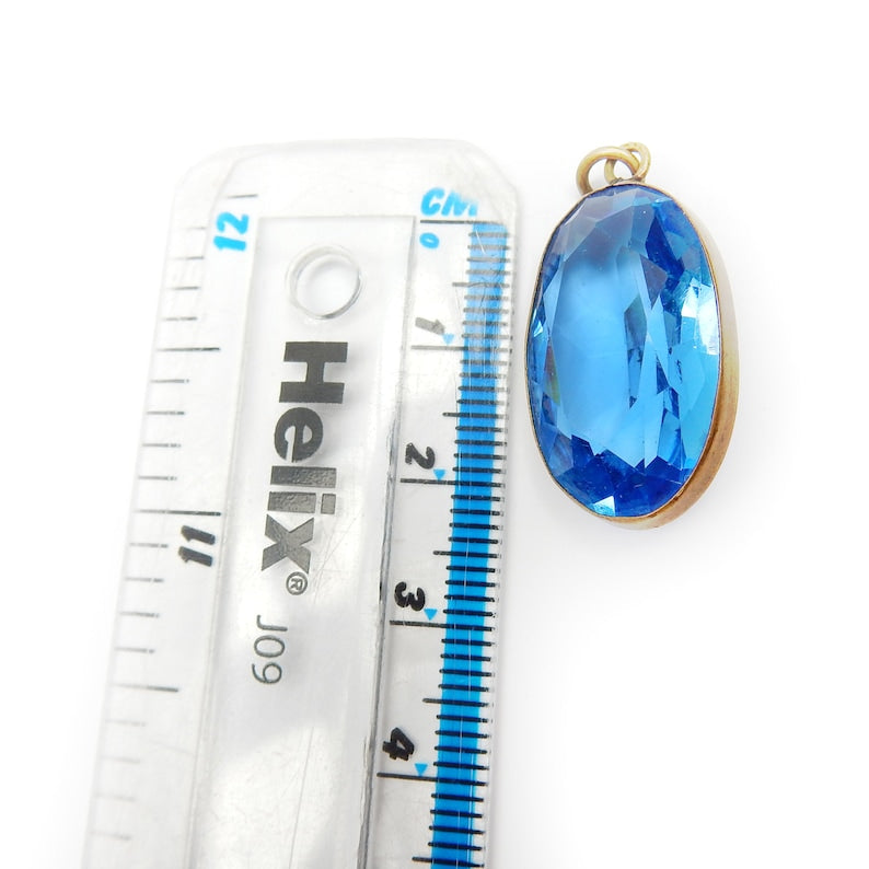 Antique Rolled Gold Cobalt Blue Paste Glass Pendant