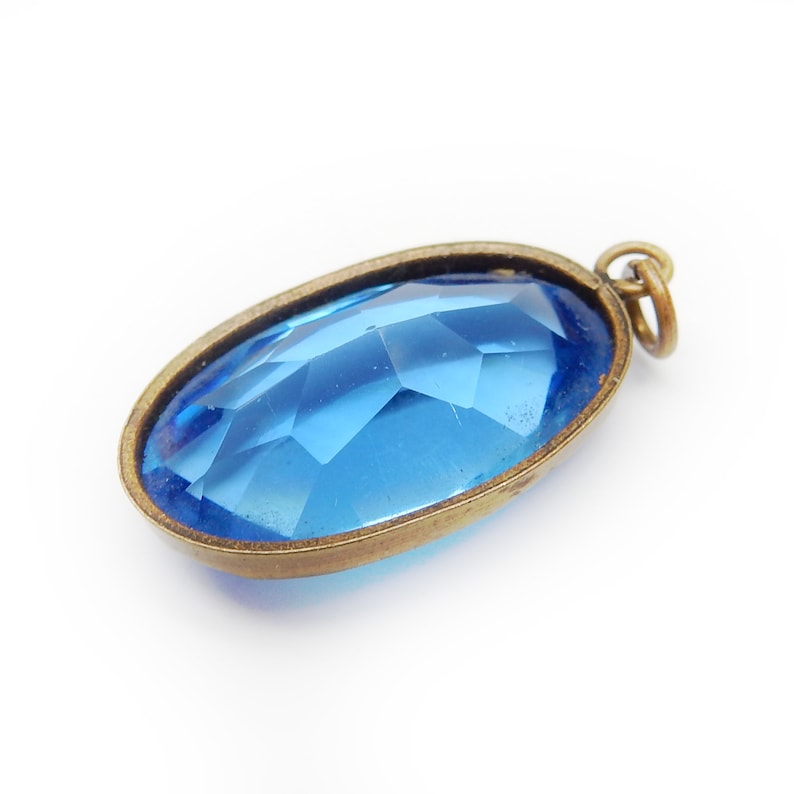 Antique Rolled Gold Cobalt Blue Paste Glass Pendant