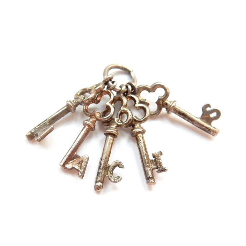 Vintage Solid Silver Set of Keys Charm