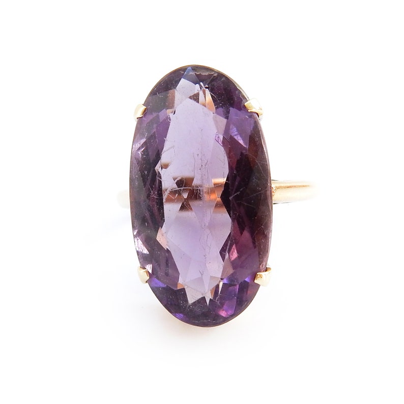 Edwardian 14ct Gold Amethyst Ring US Size 6 1/4 February Birthstone