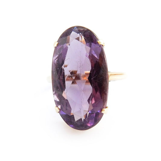 Edwardian 14ct Gold Amethyst Ring US Size 6 1/4 February Birthstone